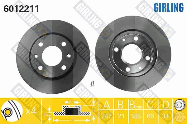 Girling 6012211 - Brake Disc autospares.lv