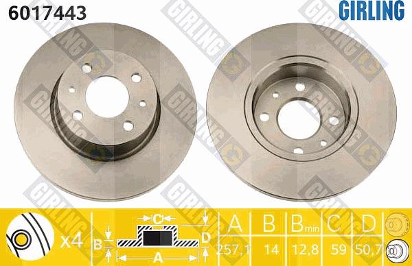 Girling 6017443 - Brake Disc autospares.lv