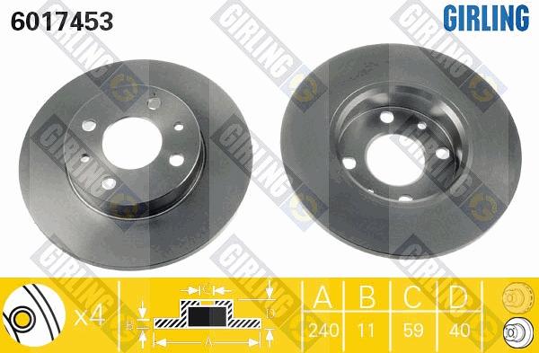 Girling 6017453 - Brake Disc autospares.lv