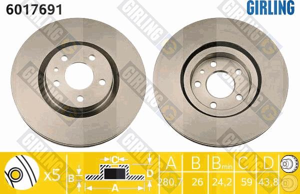 Girling 6017691 - Brake Disc autospares.lv