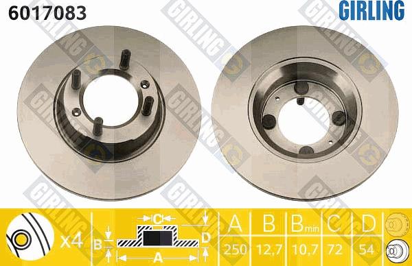 Girling 6017083 - Brake Disc autospares.lv