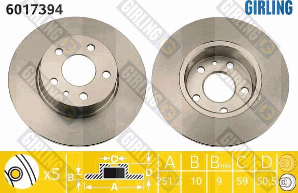 Girling 6017394 - Brake Disc autospares.lv