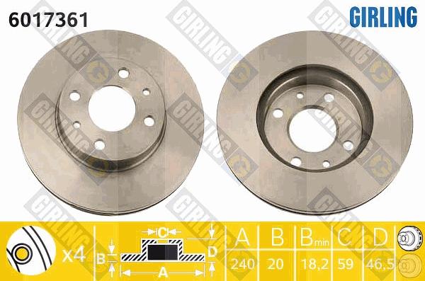 Girling 6017361 - Brake Disc autospares.lv