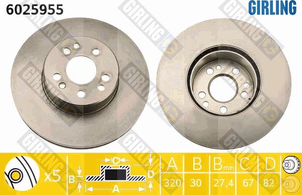 Girling 6025955 - Brake Disc autospares.lv