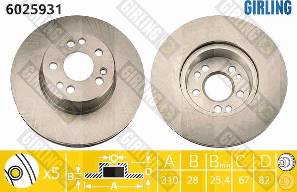 Girling 6025931 - Brake Disc autospares.lv