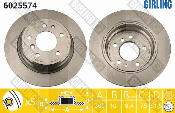 Girling 6025574 - Brake Disc autospares.lv