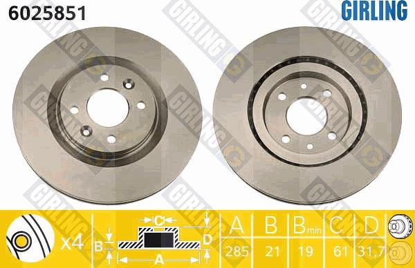 Girling 6025851 - Brake Disc autospares.lv