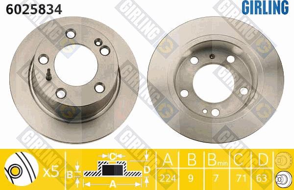 Girling 6025834 - Brake Disc autospares.lv