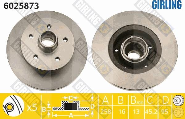 Girling 6025873 - Brake Disc autospares.lv