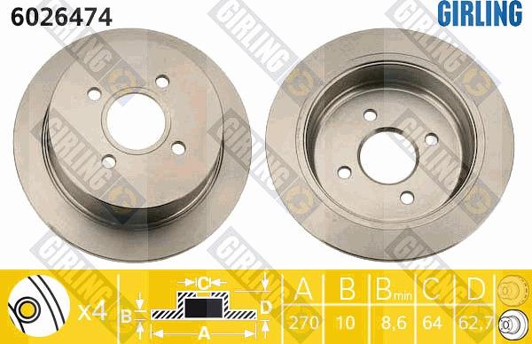 Girling 6026474 - Brake Disc autospares.lv