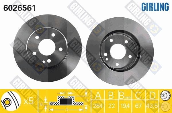 Girling 6026561 - Brake Disc autospares.lv