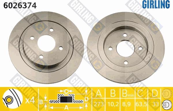 Girling 6026374 - Brake Disc autospares.lv