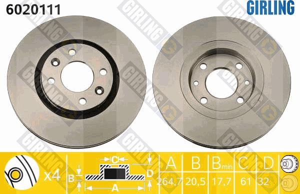 Girling 6020111 - Brake Disc autospares.lv