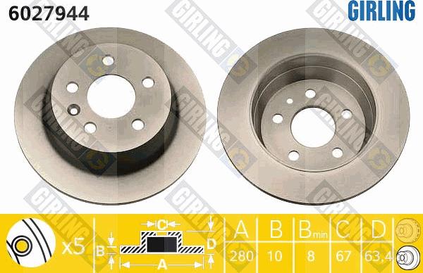 Girling 6027944 - Brake Disc autospares.lv