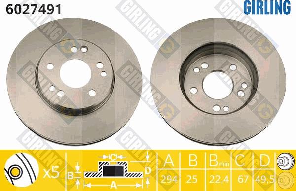 Girling 6027491 - Brake Disc autospares.lv