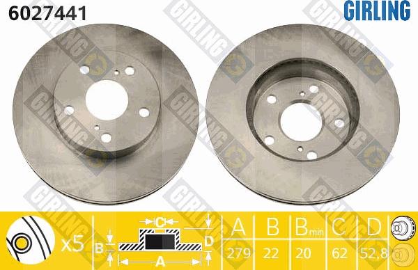 Girling 6027441 - Brake Disc autospares.lv