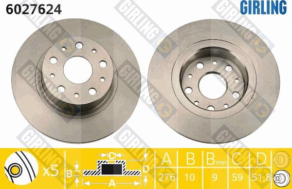 Girling 6027624 - Brake Disc autospares.lv