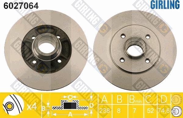 Girling 6027064 - Brake Disc autospares.lv