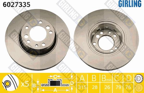 Girling 6027335 - Brake Disc autospares.lv