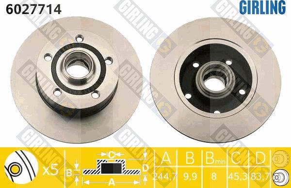 Girling 6027714 - Brake Disc autospares.lv