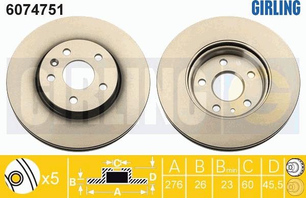 Girling 6074751 - Brake Disc autospares.lv