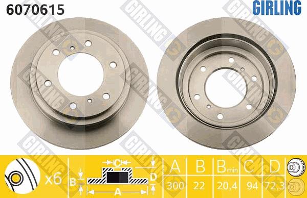 Girling 6070615 - Brake Disc autospares.lv