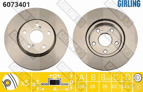 Girling 6073401 - Brake Disc autospares.lv