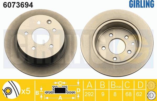 Girling 6073694 - Brake Disc autospares.lv