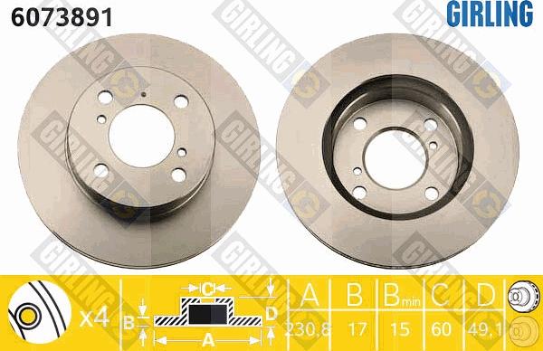 Girling 6073891 - Brake Disc autospares.lv