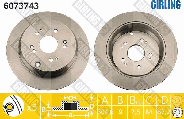 Girling 6073743 - Brake Disc autospares.lv