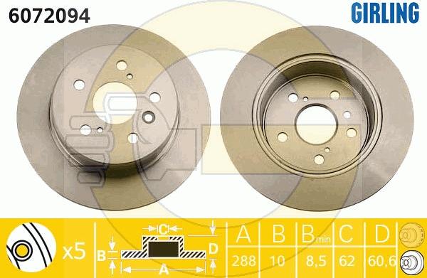 Girling 6072094 - Brake Disc autospares.lv