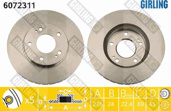 Girling 6072311 - Brake Disc autospares.lv