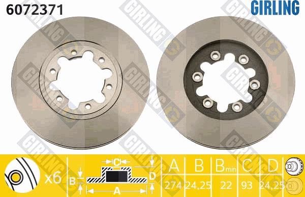 Girling 6072371 - Brake Disc autospares.lv