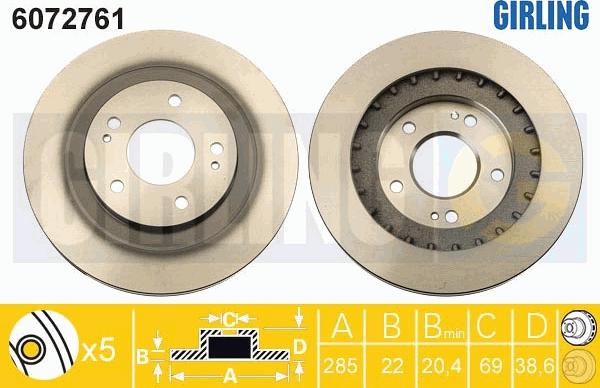 Girling 6072761 - Brake Disc autospares.lv