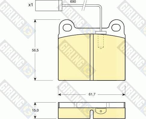 Girling 6112522 - Brake Pad Set, disc brake autospares.lv