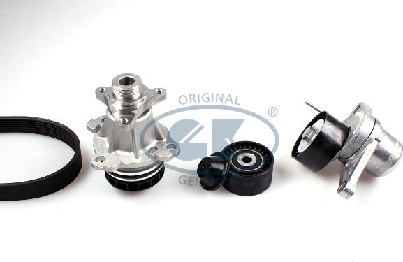 GK K986907B - Water Pump + V-Ribbed Belt Set autospares.lv