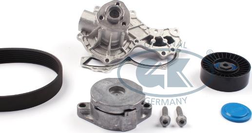 GK K980148I - Water Pump + V-Ribbed Belt Set autospares.lv