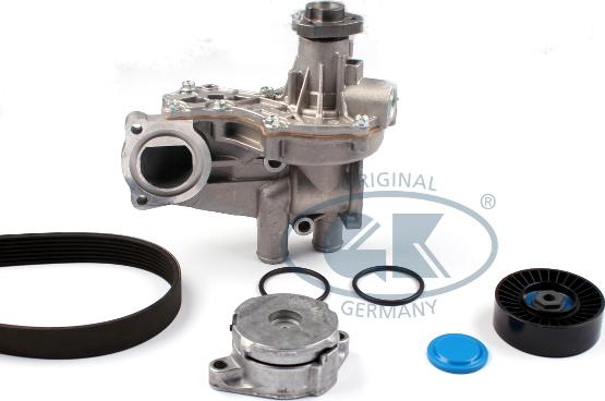 GK K980151K - Water Pump + V-Ribbed Belt Set autospares.lv