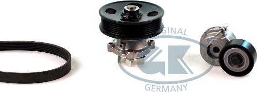 GK K980804A - Water Pump + V-Ribbed Belt Set autospares.lv