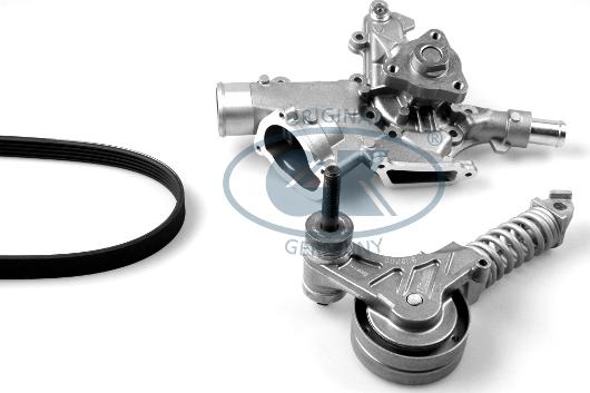 GK K980748A - Water Pump + V-Ribbed Belt Set autospares.lv