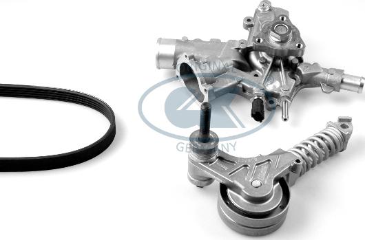 GK K980767A - Water Pump + V-Ribbed Belt Set autospares.lv