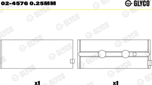 Glyco 02-4576 0.25mm - Main Bearings, crankshaft autospares.lv