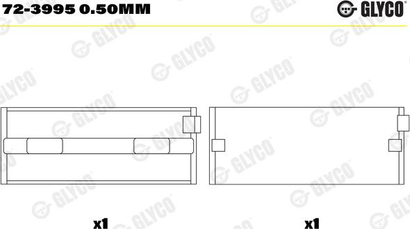 Glyco 72-3995 0.50mm - Main Bearings, crankshaft autospares.lv