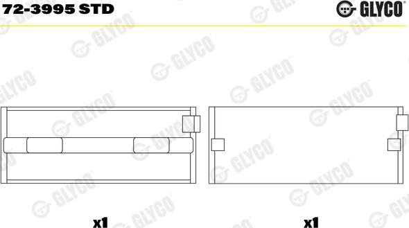 Glyco 72-3995 STD - Main Bearings, crankshaft autospares.lv