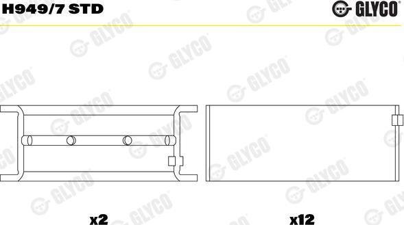 Glyco H949/7 STD - Main Bearings, crankshaft autospares.lv