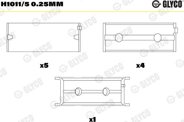 Glyco H1011/5 0.25mm - Main Bearings, crankshaft autospares.lv