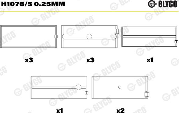 Glyco H1076/5 0.25mm - Main Bearings, crankshaft autospares.lv