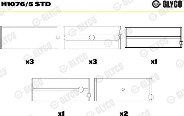 Glyco H1076/5 STD - Main Bearings, crankshaft autospares.lv