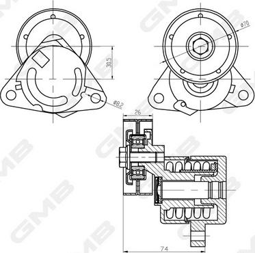 GMB GAT30530 - Belt Tensioner, v-ribbed belt autospares.lv