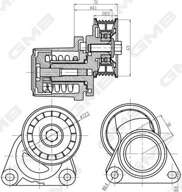 GMB GAT30320 - Belt Tensioner, v-ribbed belt autospares.lv